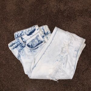 Bleached washed distressed boyfriend jeans